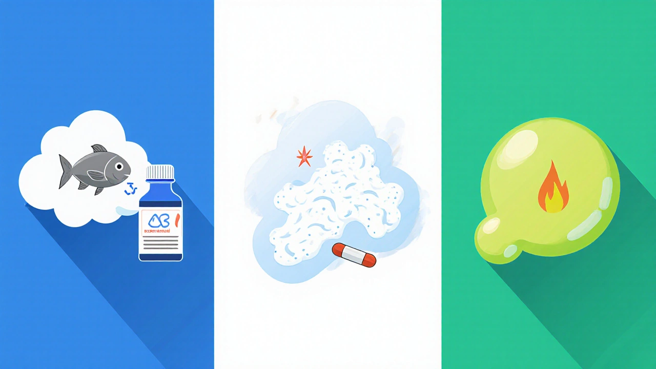 Three side‑by‑side cartoon panels illustrate bacterial vaginosis, yeast infection, and trichomoniasis with symptom icons.