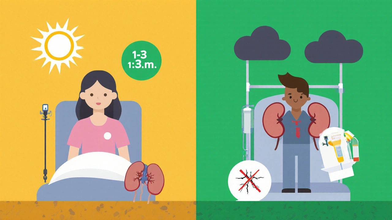 Comparison of once-daily vs. multiple-daily antibiotic dosing and kidney impact.