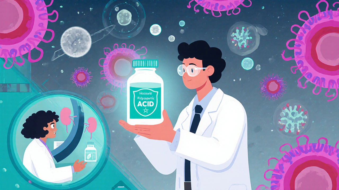 Scientists holding a protective compound that shields kidney cells from antibiotic damage.