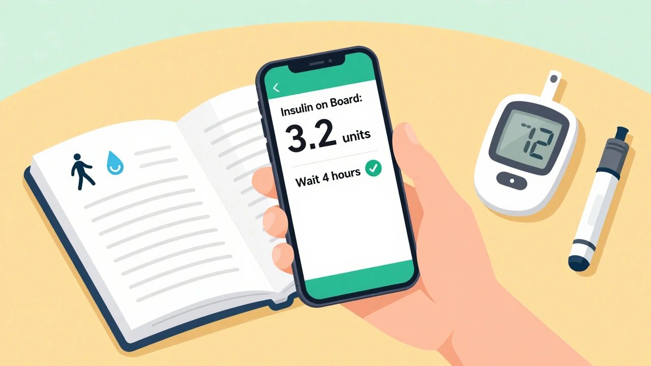 Person using insulin tracking app with warning to wait 4 hours between doses