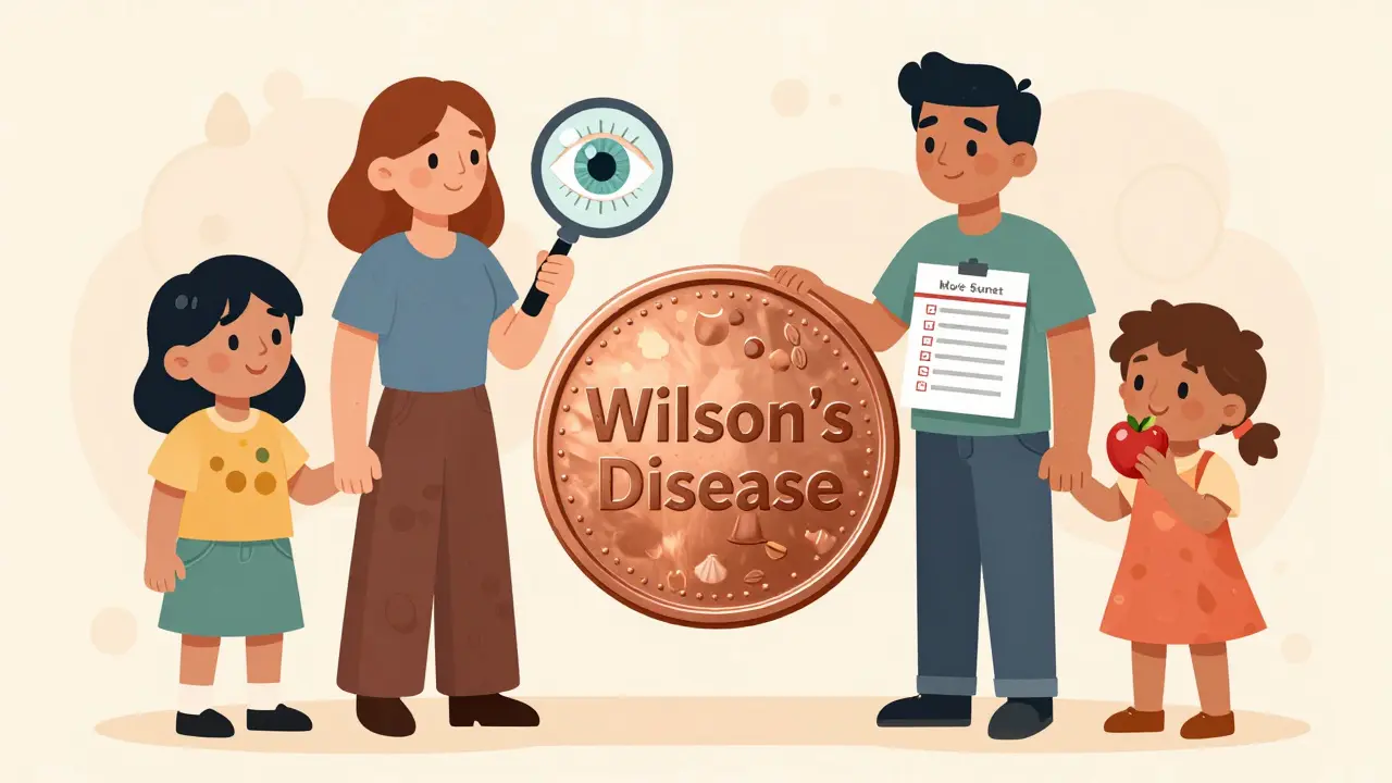 Family supporting a loved one with Wilson’s disease, showing diagnosis and dietary care