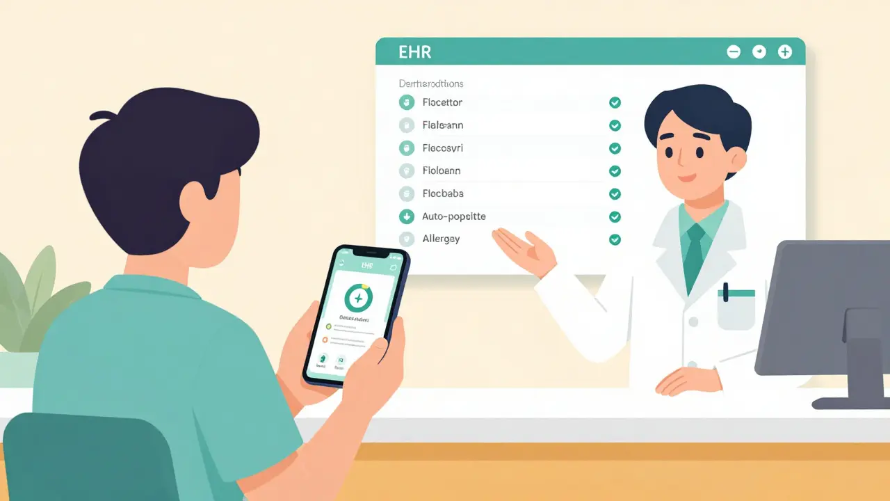Patient and pharmacist using digital app to synchronize medication refills