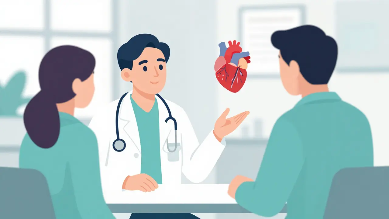 Doctor and patient discussing medication safety in a modern clinic setting.