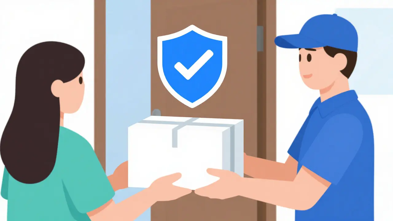 Secure delivery of a verified prescription package to a home.